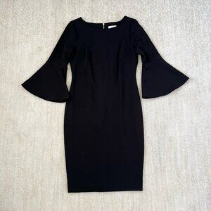 Calvin Klein Black Sheath Summer Work Midi Dress 8